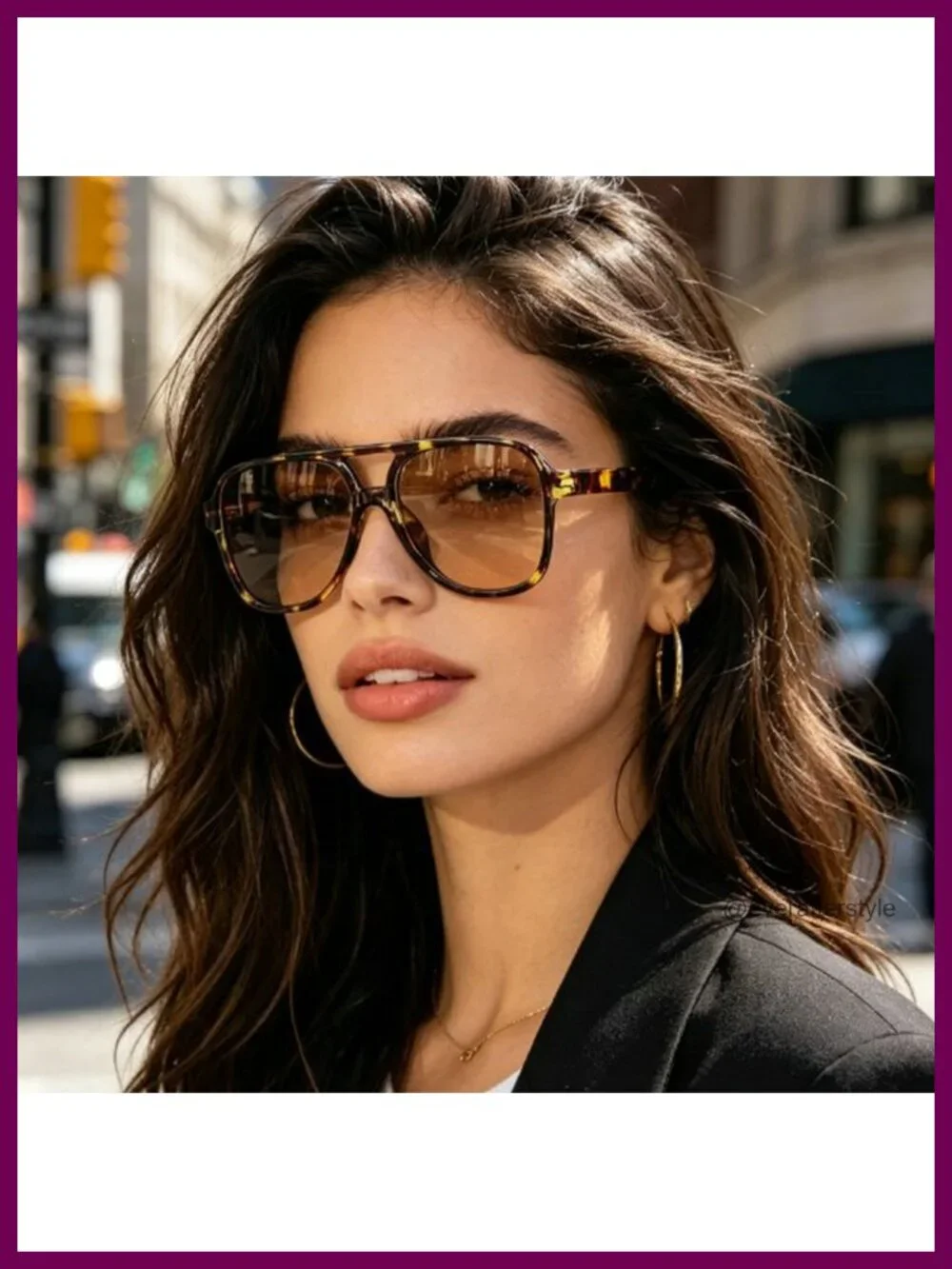 Vintage Oversized Square Frame Pilot Sunglasses UV400 Protection